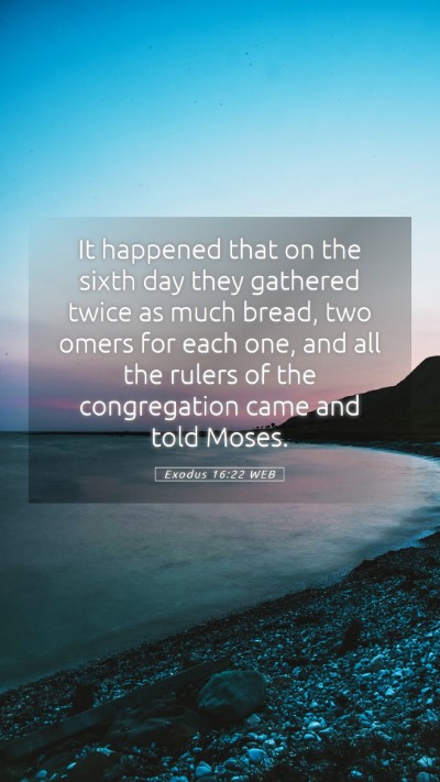 Picture 05 - Exodus 16:22 WEB Mobile Phone Wallpaper - It happened that on the sixth day they gathered - Mobile Bible Verse Wallpaper
