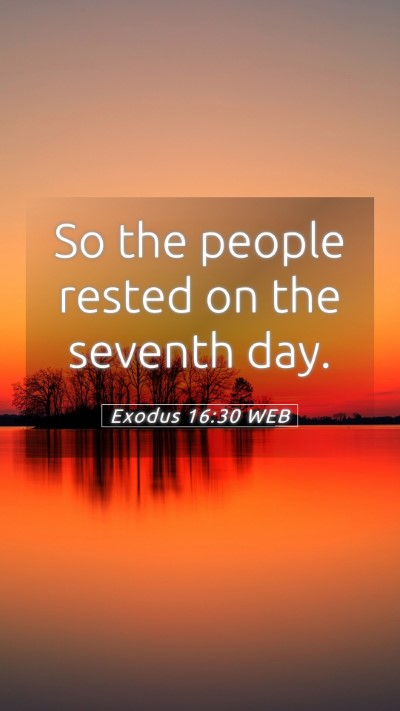 Picture 05 - Exodus 16:30 WEB Mobile Phone Wallpaper - So the people rested on the seventh - Mobile Bible Verse Wallpaper