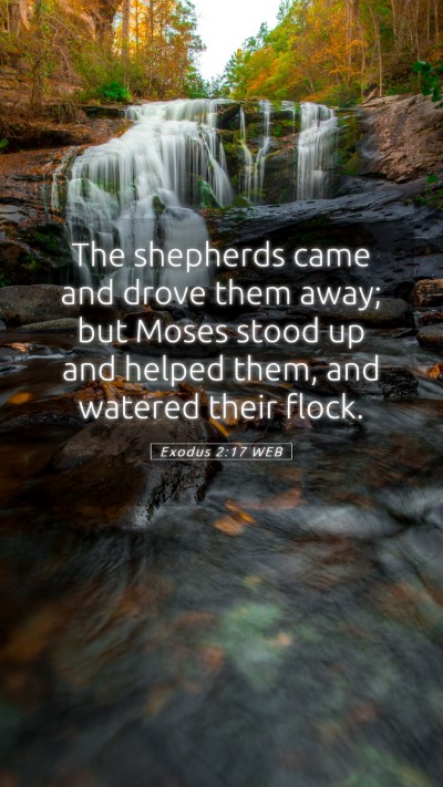 Picture 05 - Exodus 2:17 WEB Mobile Phone Wallpaper - The shepherds came and drove them away; but Moses - Mobile Bible Verse Wallpaper