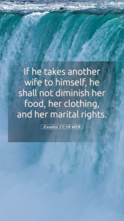Picture 05 - Exodus 21:10 WEB Mobile Phone Wallpaper - If he takes another wife to himself, he shall not - Mobile Bible Verse Wallpaper
