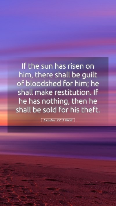Picture 05 - Exodus 22:3 WEB Mobile Phone Wallpaper - If the sun has risen on him, there shall be guilt - Mobile Bible Verse Wallpaper