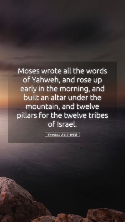 Picture 05 - Exodus 24:4 WEB Mobile Phone Wallpaper - Moses wrote all the words of Yahweh, and rose up - Mobile Bible Verse Wallpaper