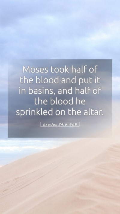 Picture 05 - Exodus 24:6 WEB Mobile Phone Wallpaper - Moses took half of the blood and put it in - Mobile Bible Verse Wallpaper