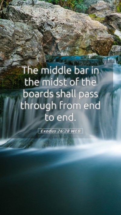 Picture 05 - Exodus 26:28 WEB Mobile Phone Wallpaper - The middle bar in the midst of the boards shall - Mobile Bible Verse Wallpaper