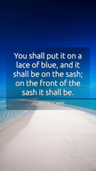 Picture 05 - Exodus 28:37 WEB Mobile Phone Wallpaper - You shall put it on a lace of blue, and it shall - Mobile Bible Verse Wallpaper