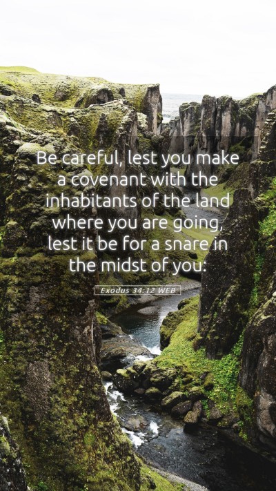 Picture 05 - Exodus 34:12 WEB Mobile Phone Wallpaper - Be careful, lest you make a covenant with the - Mobile Bible Verse Wallpaper