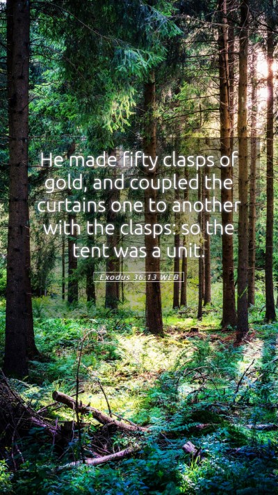 Picture 05 - Exodus 36:13 WEB Mobile Phone Wallpaper - He made fifty clasps of gold, and coupled the - Mobile Bible Verse Wallpaper