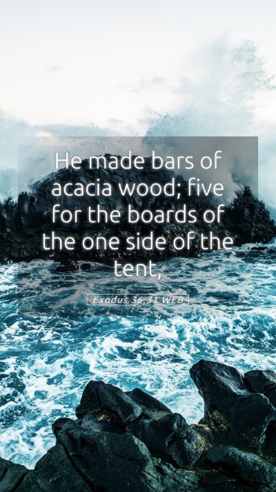 Picture 05 - Exodus 36:31 WEB Mobile Phone Wallpaper - He made bars of acacia wood; five for the boards - Mobile Bible Verse Wallpaper