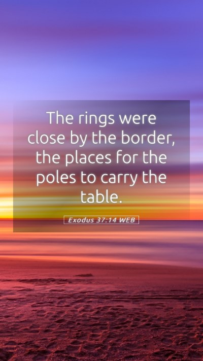 Picture 05 - Exodus 37:14 WEB Mobile Phone Wallpaper - The rings were close by the border, the places - Mobile Bible Verse Wallpaper
