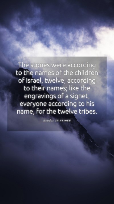 Picture 05 - Exodus 39:14 WEB Mobile Phone Wallpaper - The stones were according to the names of the - Mobile Bible Verse Wallpaper