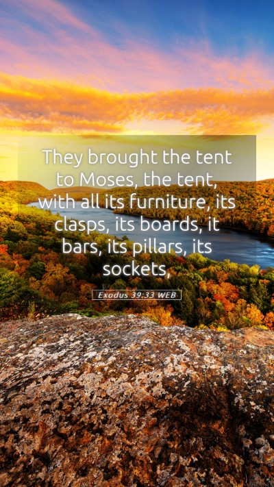Picture 05 - Exodus 39:33 WEB Mobile Phone Wallpaper - They brought the tent to Moses, the tent, with - Mobile Bible Verse Wallpaper