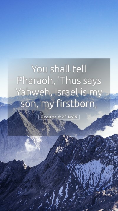 Picture 05 - Exodus 4:22 WEB Mobile Phone Wallpaper - You shall tell Pharaoh, 'Thus says Yahweh, Israel - Mobile Bible Verse Wallpaper