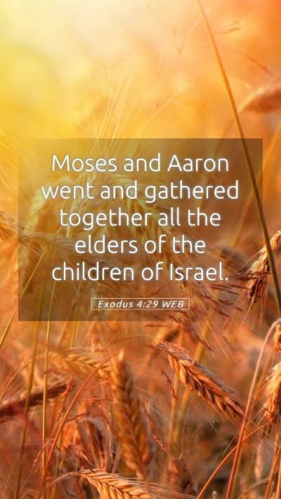Picture 05 - Exodus 4:29 WEB Mobile Phone Wallpaper - Moses and Aaron went and gathered together all - Mobile Bible Verse Wallpaper