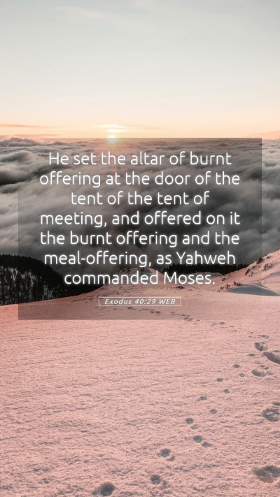 Picture 05 - Exodus 40:29 WEB Mobile Phone Wallpaper - He set the altar of burnt offering at the door of - Mobile Bible Verse Wallpaper