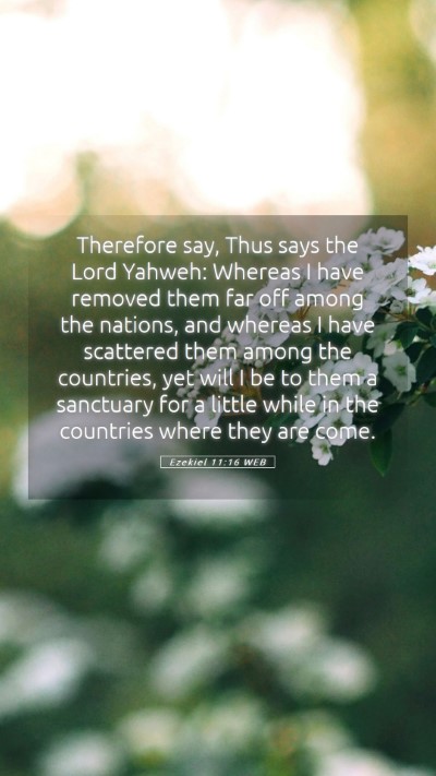 Picture 05 - Ezekiel 11:16 WEB Mobile Phone Wallpaper - Therefore say, Thus says the Lord Yahweh: Whereas - Mobile Bible Verse Wallpaper