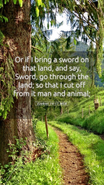 Picture 05 - Ezekiel 14:17 WEB Mobile Phone Wallpaper - Or if I bring a sword on that land, and say, - Mobile Bible Verse Wallpaper