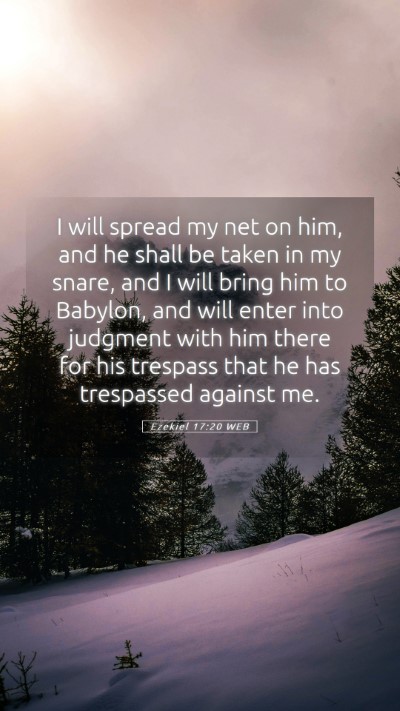 Picture 05 - Ezekiel 17:20 WEB Mobile Phone Wallpaper - I will spread my net on him, and he shall be - Mobile Bible Verse Wallpaper
