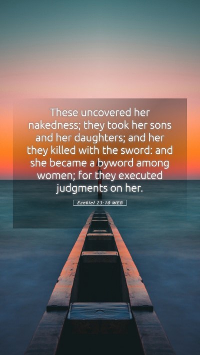Picture 05 - Ezekiel 23:10 WEB Mobile Phone Wallpaper - These uncovered her nakedness; they took her sons - Mobile Bible Verse Wallpaper