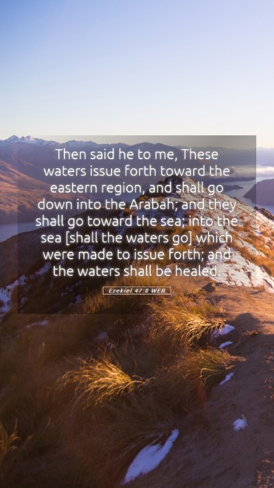 Picture 05 - Ezekiel 47:8 WEB Mobile Phone Wallpaper - Then said he to me, These waters issue forth - Mobile Bible Verse Wallpaper