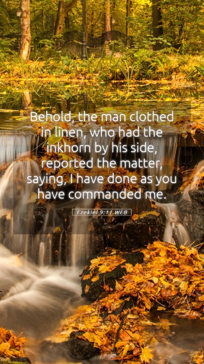 Picture 05 - Ezekiel 9:11 WEB Mobile Phone Wallpaper - Behold, the man clothed in linen, who had the - Mobile Bible Verse Wallpaper