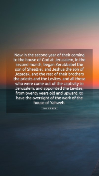 Picture 05 - Ezra 3:8 WEB Mobile Phone Wallpaper - Now in the second year of their coming to the - Mobile Bible Verse Wallpaper