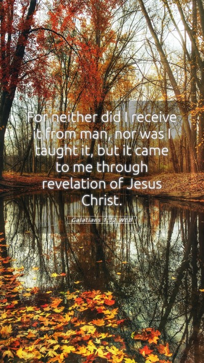 Picture 05 - Galatians 1:12 WEB Mobile Phone Wallpaper - For neither did I receive it from man, nor was I - Mobile Bible Verse Wallpaper