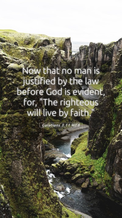 Picture 05 - Galatians 3:11 WEB Mobile Phone Wallpaper - Now that no man is justified by the law before - Mobile Bible Verse Wallpaper