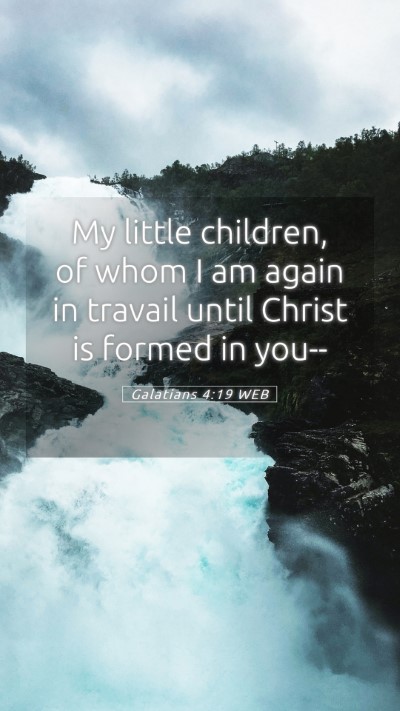 Picture 05 - Galatians 4:19 WEB Mobile Phone Wallpaper - My little children, of whom I am again in travail - Mobile Bible Verse Wallpaper