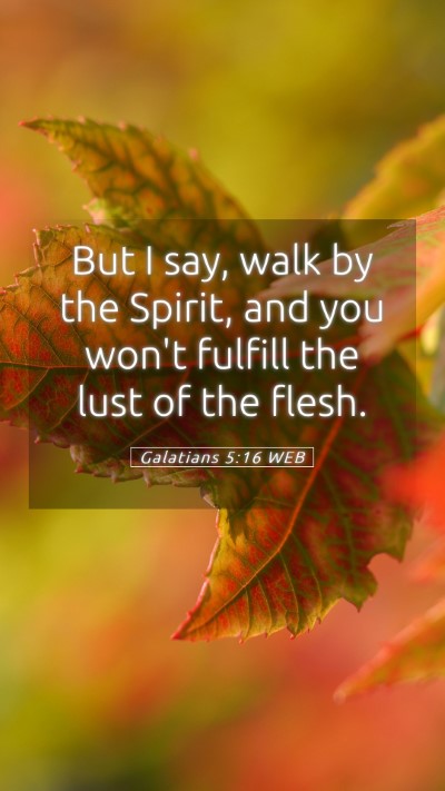 Picture 05 - Galatians 5:16 WEB Mobile Phone Wallpaper - But I say, walk by the Spirit, and you won't - Mobile Bible Verse Wallpaper