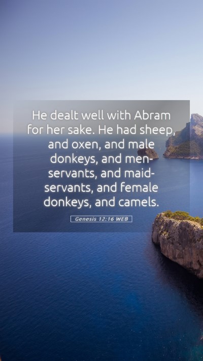 Picture 05 - Genesis 12:16 WEB Mobile Phone Wallpaper - He dealt well with Abram for her sake. He had - Mobile Bible Verse Wallpaper