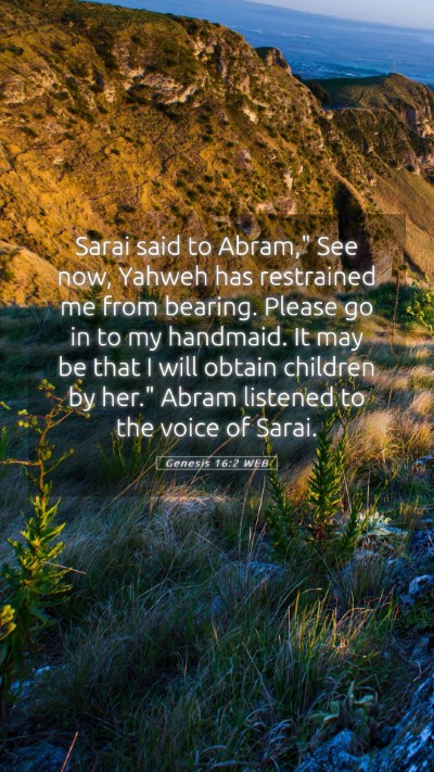 Picture 05 - Genesis 16:2 WEB Mobile Phone Wallpaper - Sarai said to Abram,