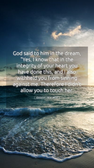 Picture 05 - Genesis 20:6 WEB Mobile Phone Wallpaper - God said to him in the dream, 