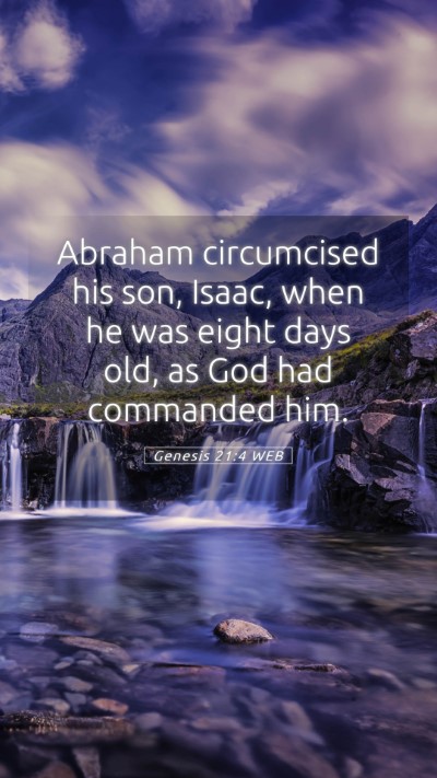 Picture 05 - Genesis 21:4 WEB Mobile Phone Wallpaper - Abraham circumcised his son, Isaac, when he was - Mobile Bible Verse Wallpaper