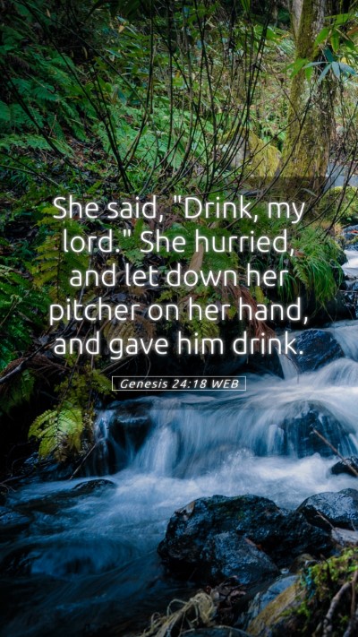 Picture 05 - Genesis 24:18 WEB Mobile Phone Wallpaper - She said, 