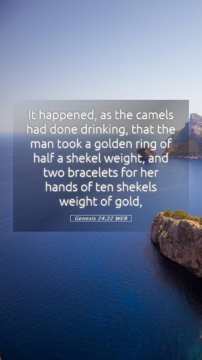 Picture 05 - Genesis 24:22 WEB Mobile Phone Wallpaper - It happened, as the camels had done drinking, - Mobile Bible Verse Wallpaper