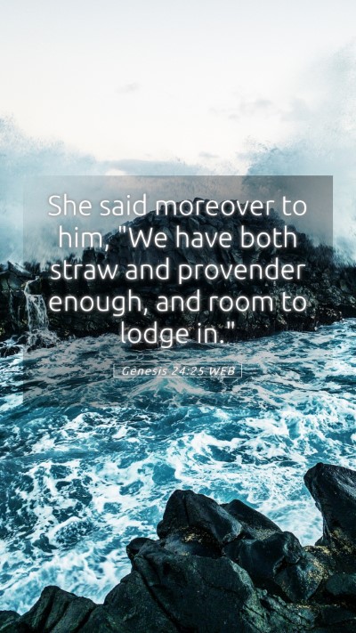 Picture 05 - Genesis 24:25 WEB Mobile Phone Wallpaper - She said moreover to him, 