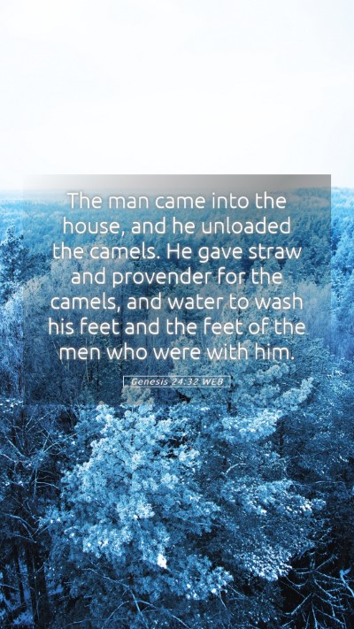 Picture 05 - Genesis 24:32 WEB Mobile Phone Wallpaper - The man came into the house, and he unloaded the - Mobile Bible Verse Wallpaper