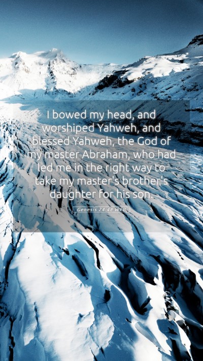 Picture 05 - Genesis 24:48 WEB Mobile Phone Wallpaper - I bowed my head, and worshiped Yahweh, and - Mobile Bible Verse Wallpaper