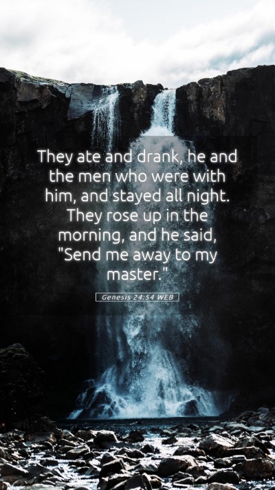 Picture 05 - Genesis 24:54 WEB Mobile Phone Wallpaper - They ate and drank, he and the men who were with - Mobile Bible Verse Wallpaper