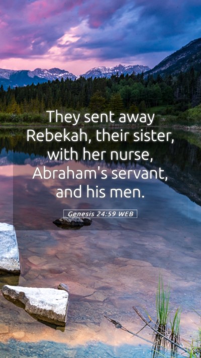Picture 05 - Genesis 24:59 WEB Mobile Phone Wallpaper - They sent away Rebekah, their sister, with her - Mobile Bible Verse Wallpaper