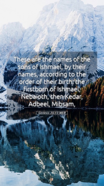 Picture 05 - Genesis 25:13 WEB Mobile Phone Wallpaper - These are the names of the sons of Ishmael, by - Mobile Bible Verse Wallpaper