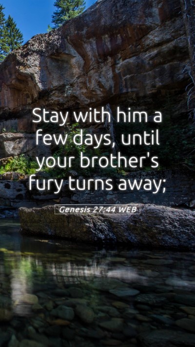 Picture 05 - Genesis 27:44 WEB Mobile Phone Wallpaper - Stay with him a few days, until your brother's - Mobile Bible Verse Wallpaper