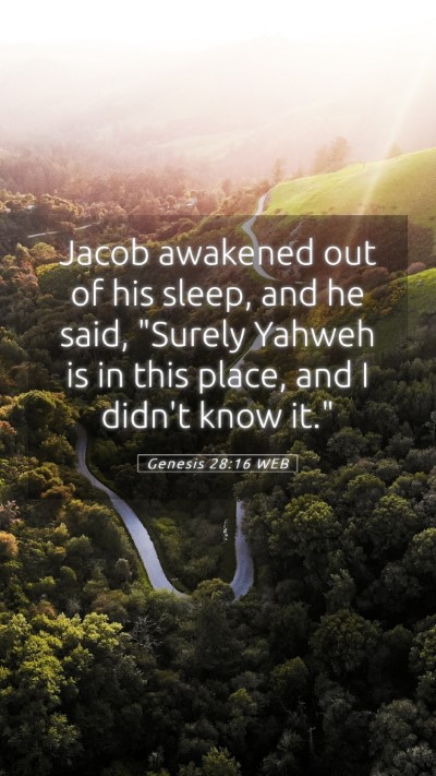 Picture 05 - Genesis 28:16 WEB Mobile Phone Wallpaper - Jacob awakened out of his sleep, and he said, - Mobile Bible Verse Wallpaper