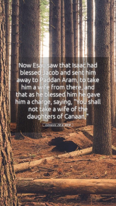 Picture 05 - Genesis 28:6 WEB Mobile Phone Wallpaper - Now Esau saw that Isaac had blessed Jacob and - Mobile Bible Verse Wallpaper