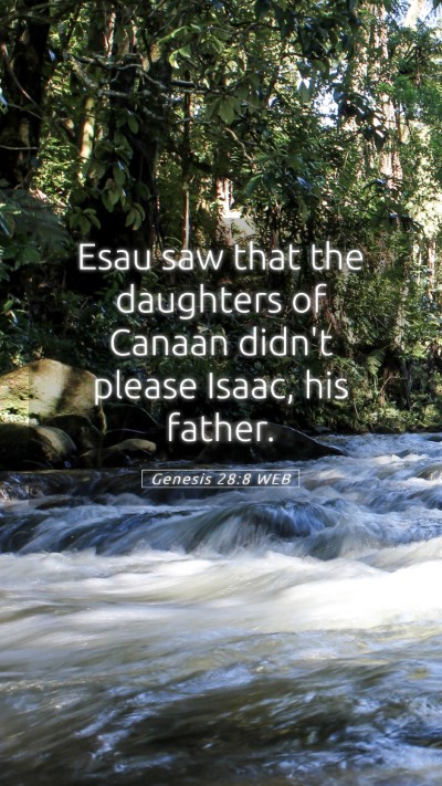 Picture 05 - Genesis 28:8 WEB Mobile Phone Wallpaper - Esau saw that the daughters of Canaan didn't - Mobile Bible Verse Wallpaper