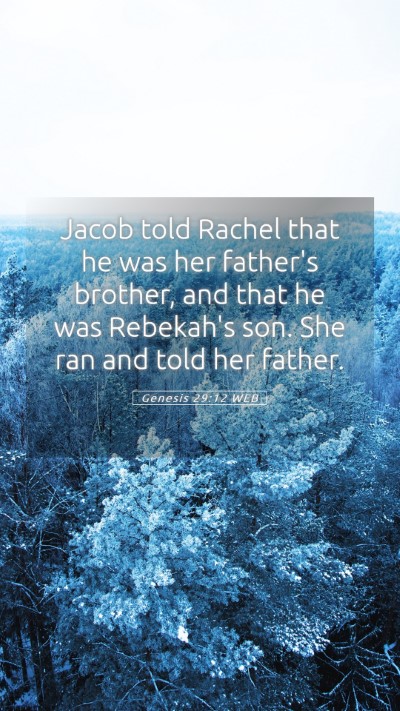Picture 05 - Genesis 29:12 WEB Mobile Phone Wallpaper - Jacob told Rachel that he was her father's - Mobile Bible Verse Wallpaper
