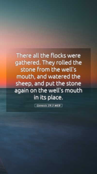 Picture 05 - Genesis 29:3 WEB Mobile Phone Wallpaper - There all the flocks were gathered. They rolled - Mobile Bible Verse Wallpaper
