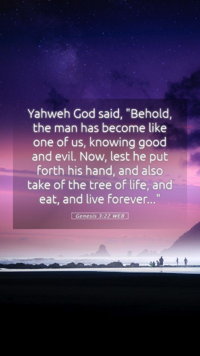 Picture 05 - Genesis 3:22 WEB Mobile Phone Wallpaper - Yahweh God said, 