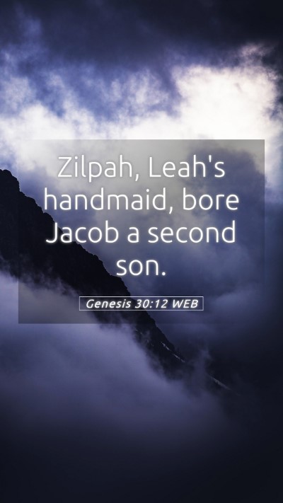 Picture 05 - Genesis 30:12 WEB Mobile Phone Wallpaper - Zilpah, Leah's handmaid, bore Jacob a second - Mobile Bible Verse Wallpaper