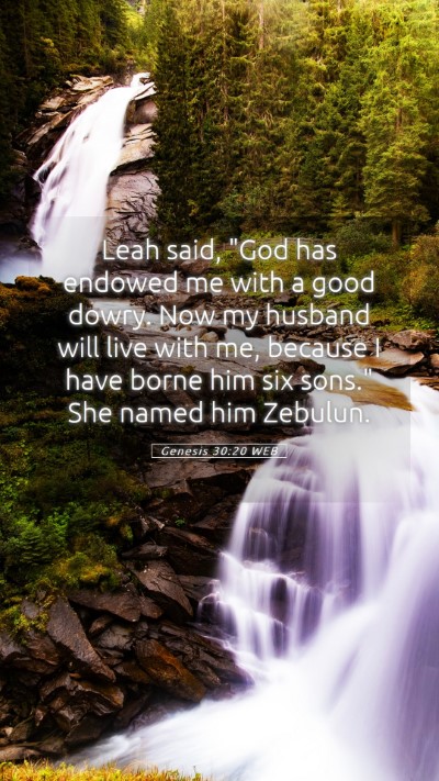 Picture 05 - Genesis 30:20 WEB Mobile Phone Wallpaper - Leah said, 